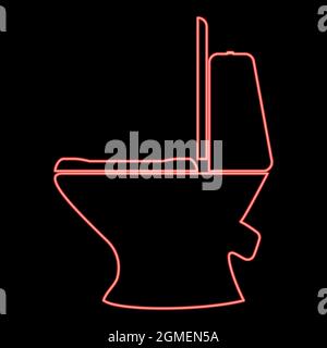 Neon toilet bowl red color vector illustration flat style light image Stock Vector