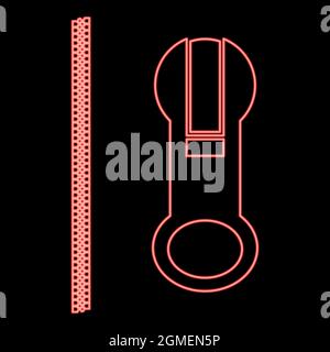 Neon zipper red color vector illustration flat style light image Stock Vector