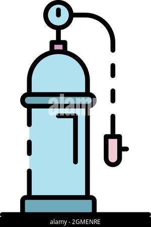 Oxygen tank icon. Outline oxygen tank vector icon color flat isolated Stock Vector