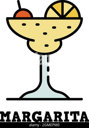Margarita glass icon. Outline margarita glass vector icon color flat isolated Stock Vector