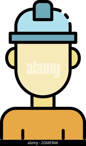 Carpenter man icon. Outline carpenter man vector icon color flat isolated Stock Vector