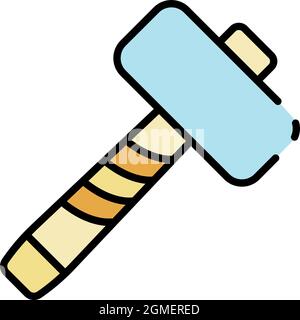 Big hammer icon. Outline big hammer vector icon color flat isolated Stock Vector