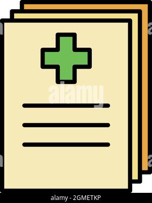 Medical pet folder icon. Outline medical pet folder vector icon color flat isolated Stock Vector