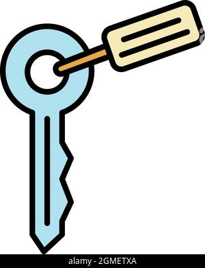 Key pet house icon. Outline key pet house vector icon color flat isolated Stock Vector