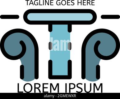 Column logo. Outline column vector logo color flat isolated Stock Vector