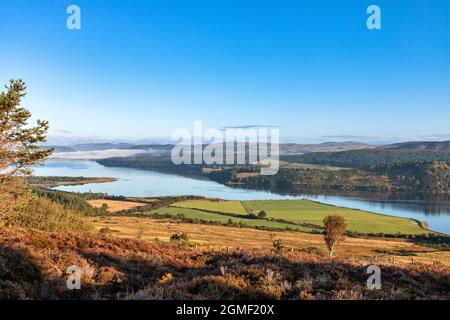 DORNOCH FIRTH FROM STRUIE HILL LOOKING TOWARDS THE KYLE OF SUTHERLAND AND BONAR BRIDGE IN LATE SUMMER Stock Photo