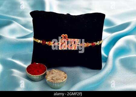 rakhi with roli chawal, raksha bandhan,  ( bhaiya means brother) Stock Photo