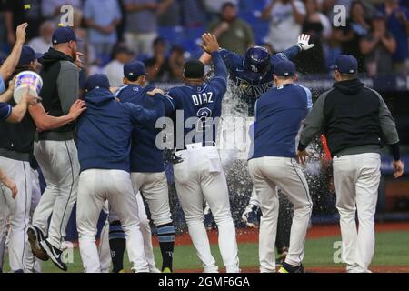 St. Petersburg, FL. USA; Tampa Bay Rays right fielder Brett Phillips