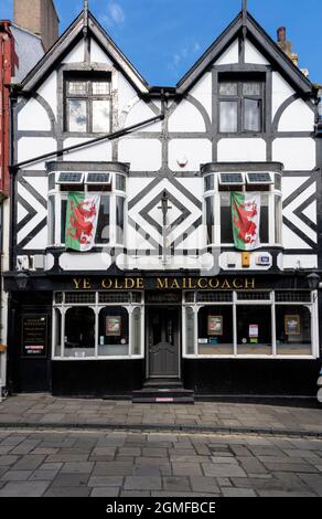 The Ye Olde Mail Coach - public house - High Street, Conwy, North Wales, Wales, UK Stock Photo