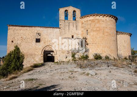 Romanesque hermitage of San Frutos, Las Hoces del Río Duratón Natural Park, Segovia province, Spain. Stock Photo