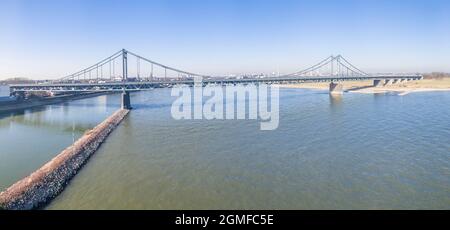 The bridge between Krefeld Uerdingen and Duisburg Muendelheim, Germany Stock Photo