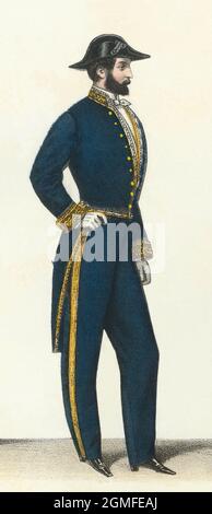 Francia. Siglo XIX. Uniformes y vestidos de gala. Ingeniero. Stock Photo