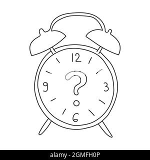 Alarm clock with a question mark instead of arrows. Vector illustration. Stock Vector