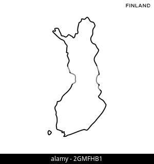 Line map of Finland vector stock illustration design template. Editable stroke. Vector eps 10. Stock Vector