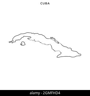 Line map of Cuba vector stock illustration design template. Editable stroke. Vector eps 10. Stock Vector