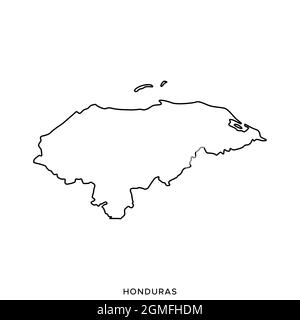 Simple outline map of Honduras, vector silhouette in sketch line style ...