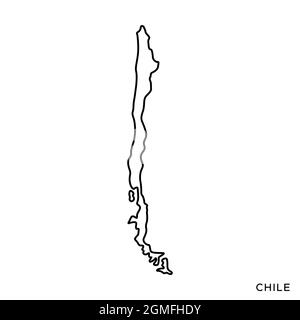 Line map of Chile vector stock illustration design template. Editable stroke. Vector eps 10. Stock Vector