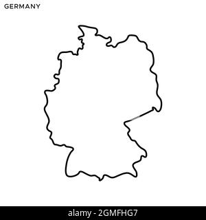 Line map of Germany vector stock illustration design template. Editable stroke. Vector eps 10. Stock Vector