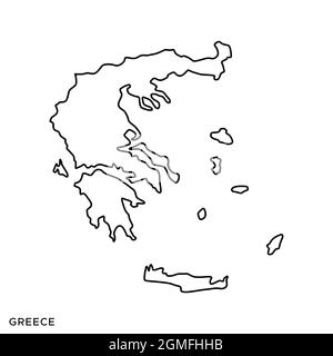 Line map of Greece vector stock illustration design template. Editable stroke. Vector eps 10. Stock Vector