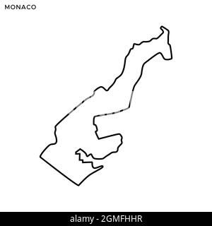 Line map of Monaco vector stock illustration design template. Editable stroke. Vector eps 10. Stock Vector