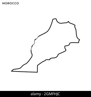 Line map of Morocco vector stock illustration design template. Editable stroke. Vector eps 10. Stock Vector