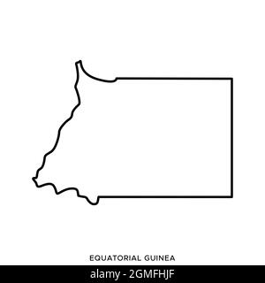 Line map of Equatorial Guinea vector stock illustration design template. Editable stroke. Vector eps 10. Stock Vector