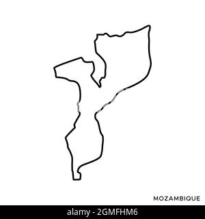 Line map of Mozambique vector stock illustration design template. Editable stroke. Vector eps 10. Stock Vector