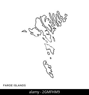 Line map of Faroe Islands vector stock illustration design template. Editable stroke. Vector eps 10. Stock Vector