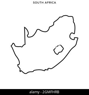 Line map of South Africa vector stock illustration design template. Editable stroke. Vector eps 10. Stock Vector