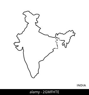 India Map. Outline Illustration Country Map With State Names And Their 