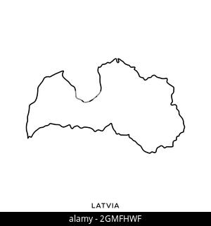 Line map of Latvia vector stock illustration design template. Editable stroke. Vector eps 10. Stock Vector