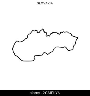 Line map of Slovakia vector stock illustration design template. Editable stroke. Vector eps 10. Stock Vector