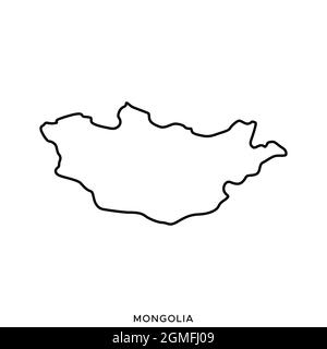 Line map of Mongolia vector stock illustration design template. Editable stroke. Vector eps 10. Stock Vector