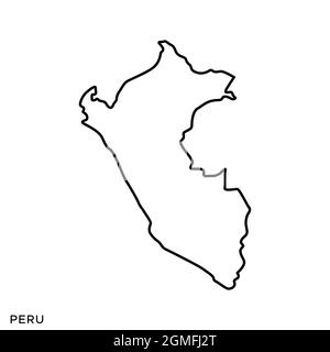 Line map of Peru vector stock illustration design template. Editable stroke. Vector eps 10. Stock Vector