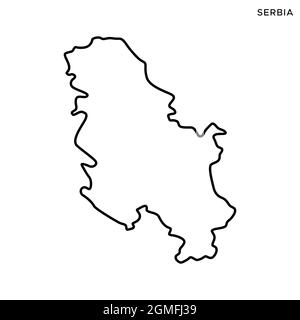 Line map of Serbia vector stock illustration design template. Editable stroke. Vector eps 10. Stock Vector