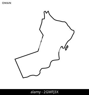 Line map of Oman vector stock illustration design template. Editable stroke. Vector eps 10. Stock Vector
