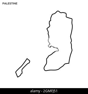 Line map of Palestine vector stock illustration design template. Editable stroke. Vector eps 10. Stock Vector