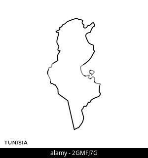 Line map of Tunisia vector stock illustration design template. Editable stroke. Vector eps 10. Stock Vector