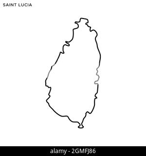 Line map of Saint Lucia vector stock illustration design template. Editable stroke. Vector eps 10. Stock Vector