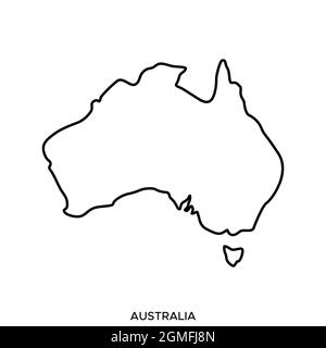 Line map of Australia vector stock illustration design template. Editable stroke. Vector eps 10. Stock Vector
