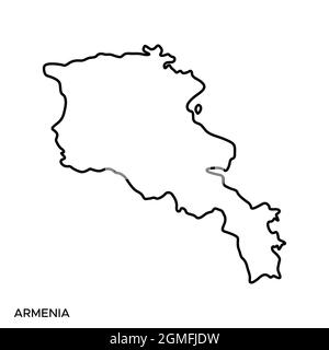 Line map of Armenia vector stock illustration design template. Editable stroke. Vector eps 10. Stock Vector
