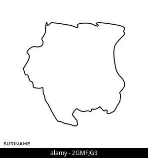 Line map of Suriname vector stock illustration design template. Editable stroke. Vector eps 10. Stock Vector