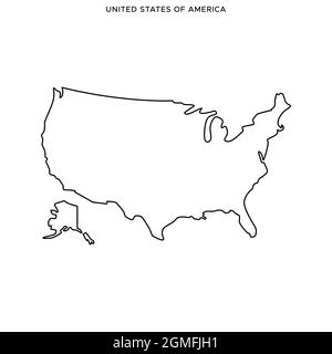 Usa Map Line Icon, America And Country, Map Of Usa Sign Vector Graphics 