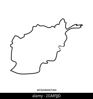 Line map of Afghanistan vector stock illustration design template. Editable stroke. Vector eps 10. Stock Vector