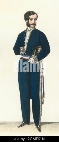 Francia. Siglo XIX. Uniformes y vestidos de gala. Comisario de policía. Stock Photo