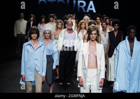 Madrid, Spain. 18th Sep, 2021. A model walks the runway at the