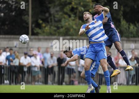 London, UK. 18th Sep, 2021. FA Cup Second Round Qualifying, Champion Hill. An upset victory for Bedfont Sports at Champion Hill as Isthmian League South Central Division Bedfont Sports knock out Dulwich Hamlet at the first hurdle. Dulwich Hamlet 0 - 1 Bedfont Sports. Credit: SPP Sport Press Photo. /Alamy Live News