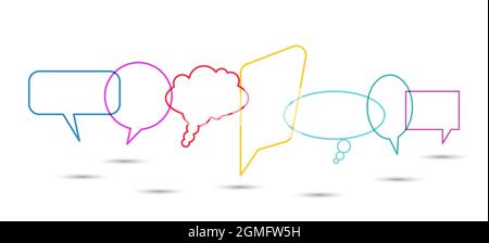 Colored speech bubbles in the form of different geometric shapes. Flat design Stock Vector