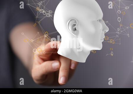 Head with network plexus structure Stock Photo
