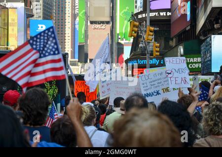 Demonstrators gathered at Times Square in New York City for freedom to ...